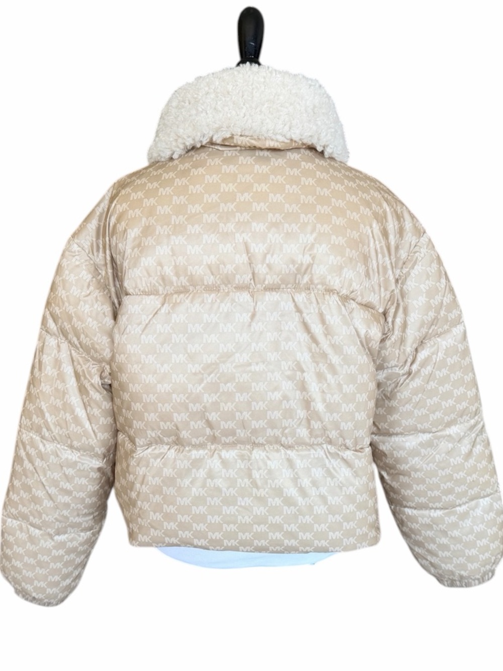 MICHAEL KORS Khaki Logo Gold Puffer Coat - Picture 7 of 11